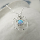 Handmade Spiral Blue Fire Opal Necklace