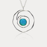 Handmade Spiral Blue Fire Opal Necklace