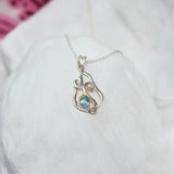 Handmade Teardrop Blue Topaz and Pearl Pendant Necklace