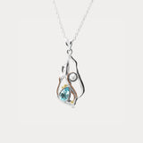 Handmade Teardrop Blue Topaz and Pearl Pendant Necklace