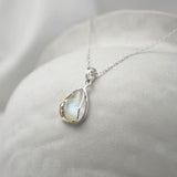 Handmade Rainbow Moonstone Droplet Pendant Necklace