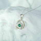 Unique Circular Emerald Silver Pendant