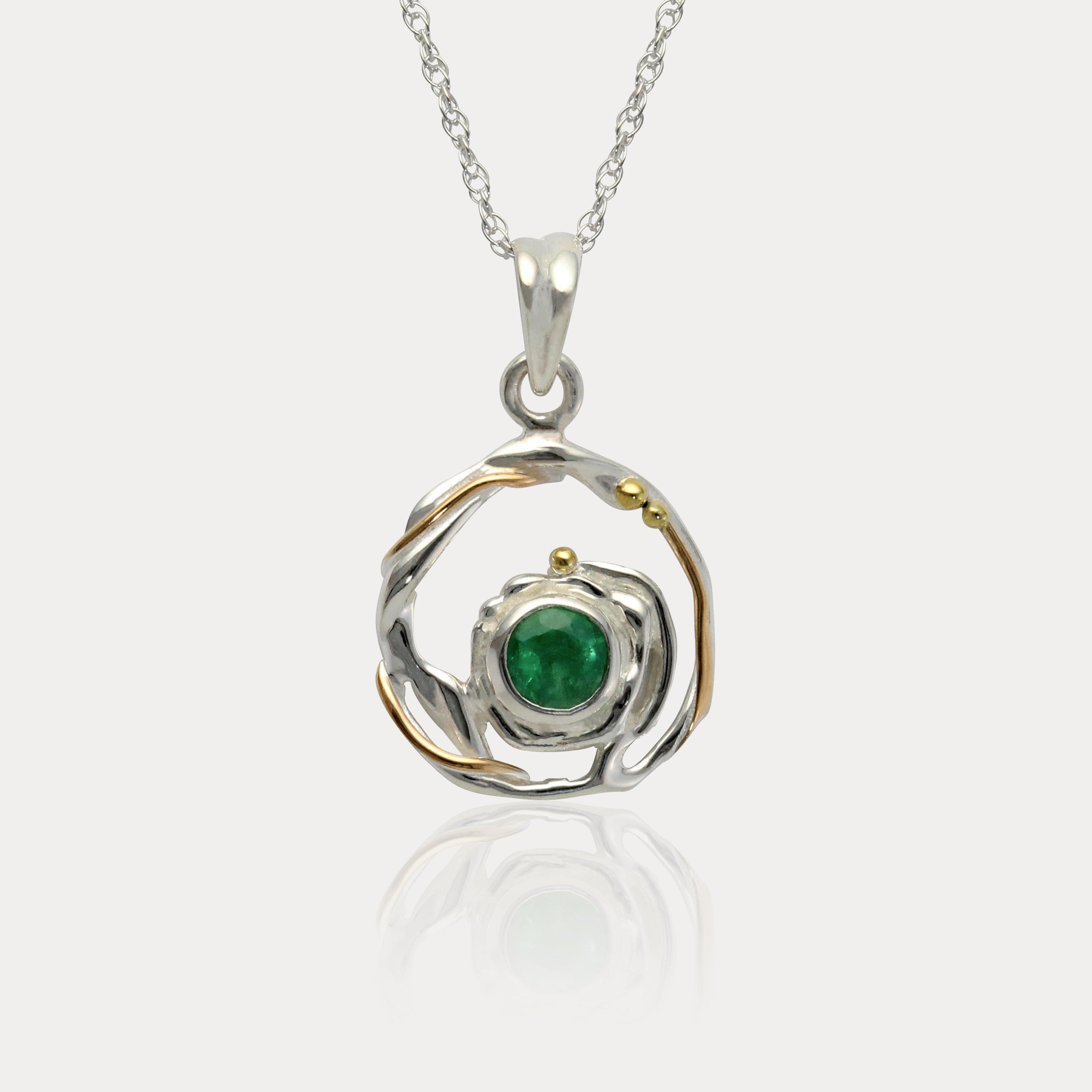 Silver and Gold Emerald Pendant