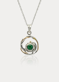 Silver and Gold Emerald Pendant