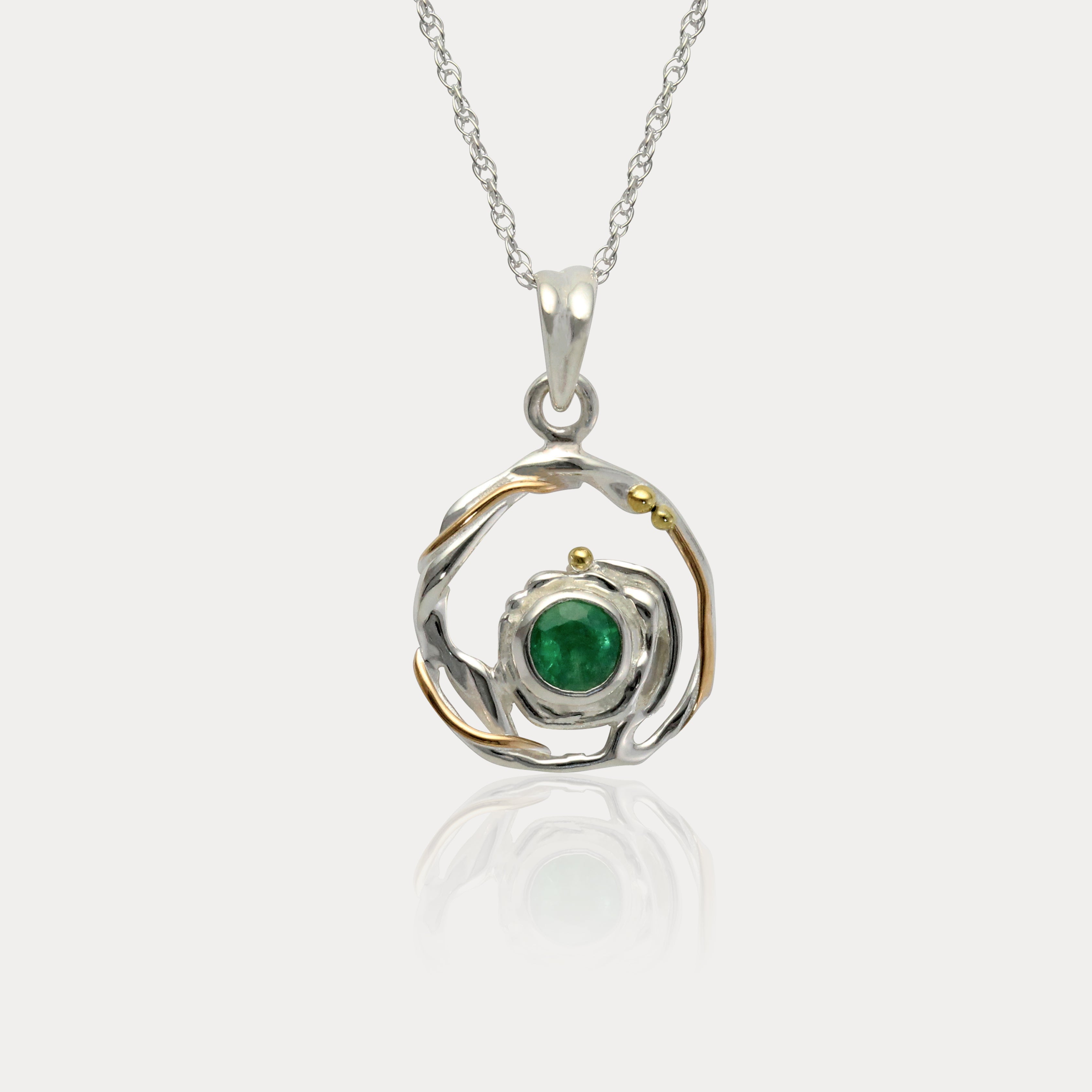 Silver and Gold Emerald Pendant