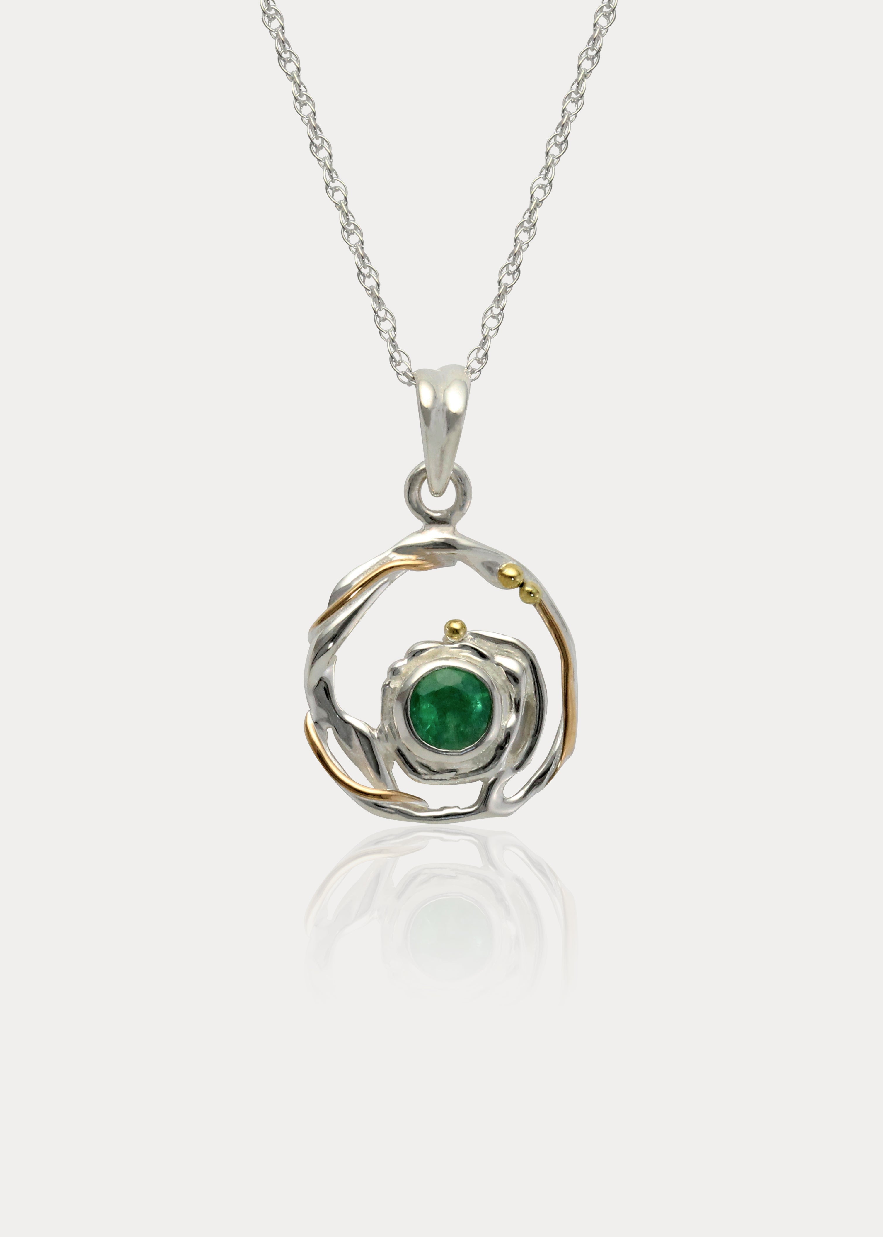Silver and Gold Emerald Pendant