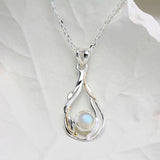 Teardrop Sterling Silver Rainbow Moonstone Pendant