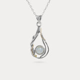 Teardrop Sterling Silver Rainbow Moonstone Pendant