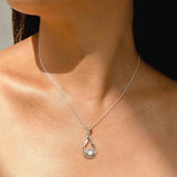 Teardrop Sterling Silver Rainbow Moonstone Pendant