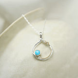 Handmade Blue Opal Organic Circle Necklace