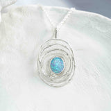 Oval Spiral Blue Opal Pendant