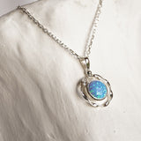 Dainty Sterling Silver Round Opal Necklace