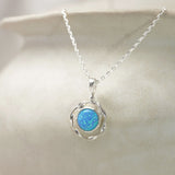Dainty Sterling Silver Round Opal Necklace