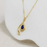 Blue Sapphire Handmade 18KT Gold Vermeil Pendant
