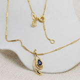 Blue Sapphire Handmade 18KT Gold Vermeil Pendant