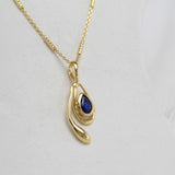 Blue Sapphire Handmade 18KT Gold Vermeil Pendant