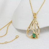 Lab-grown Diamond & Emerald 18KT Gold Pendant