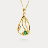 Lab-grown Diamond & Emerald 18KT Gold Pendant