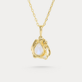 Dainty Moonstone and Lab-grown Diamond Gold Pendant