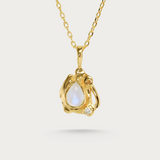 Dainty Moonstone and Lab-grown Diamond Gold Pendant
