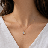 Dainty Moonstone and Lab-grown Diamond Gold Pendant