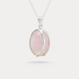 Oval Rose Quartz and Sterling Silver Pendant
