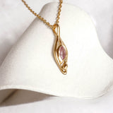 Dainty Pink Tourmaline 18KT Gold Pendant