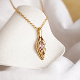 Dainty Pink Tourmaline 18KT Gold Pendant