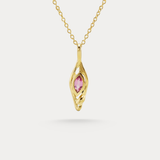 Dainty Pink Tourmaline 18KT Gold Pendant