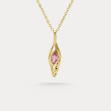 Dainty Pink Tourmaline 18KT Gold Pendant