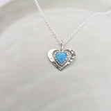 Dainty Opal Heart Necklace in Sterling Silver