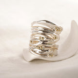 Large Sterling Silver and Gold Statement Ring