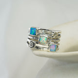 Sterling Silver Fire Opal Stacking Ring