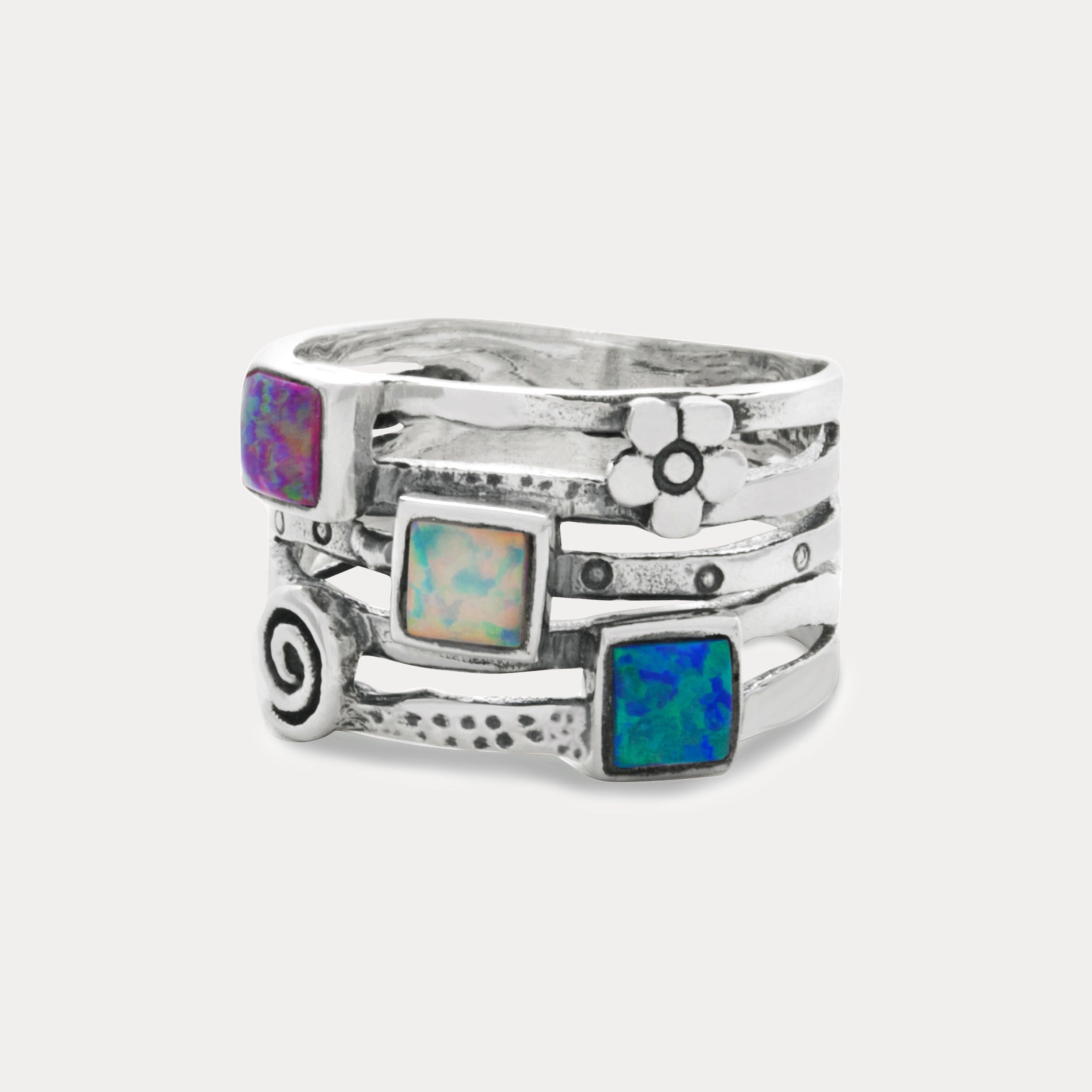 Sterling Silver Opal Stacking Ring