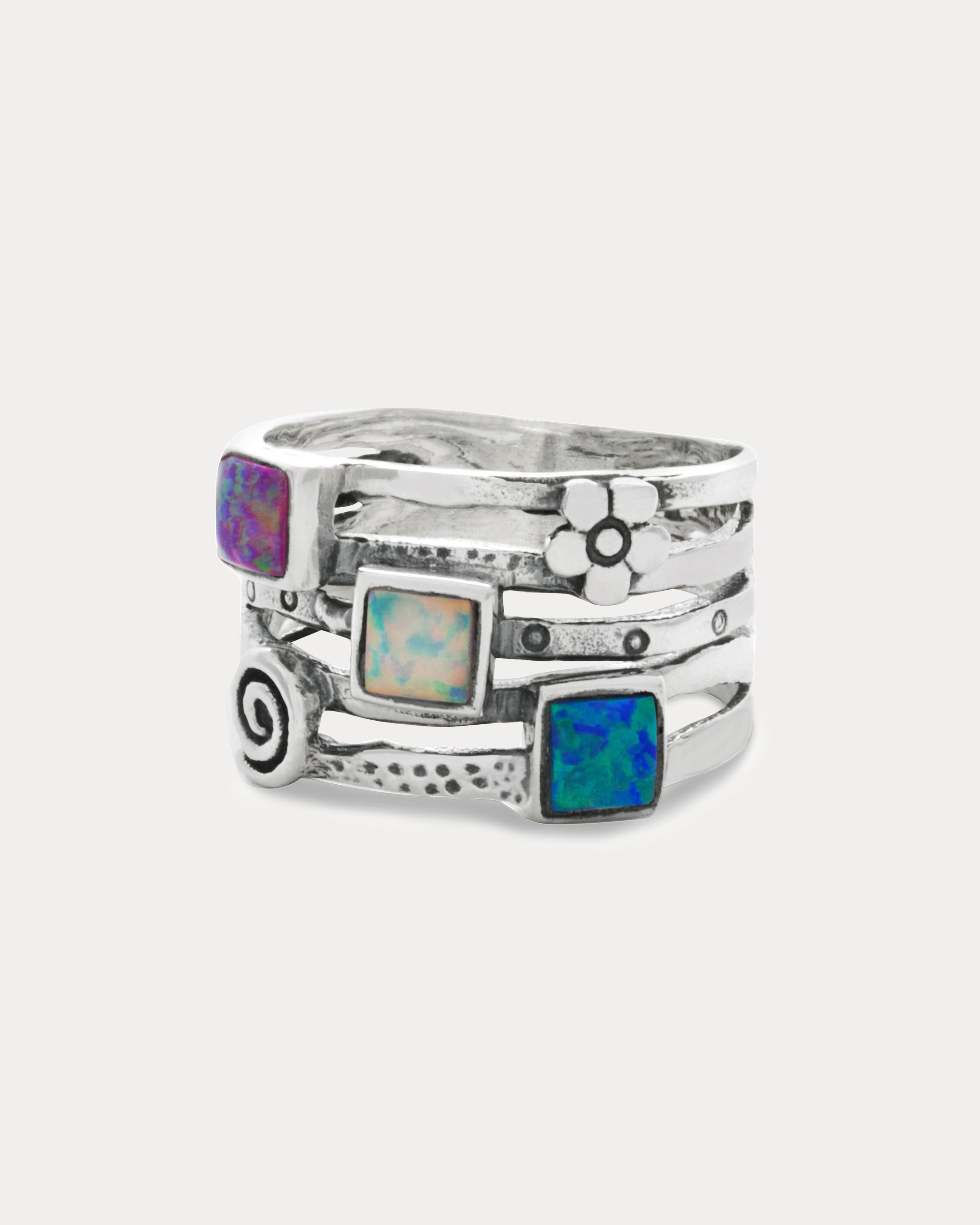 Sterling Silver Opal Stacking Ring