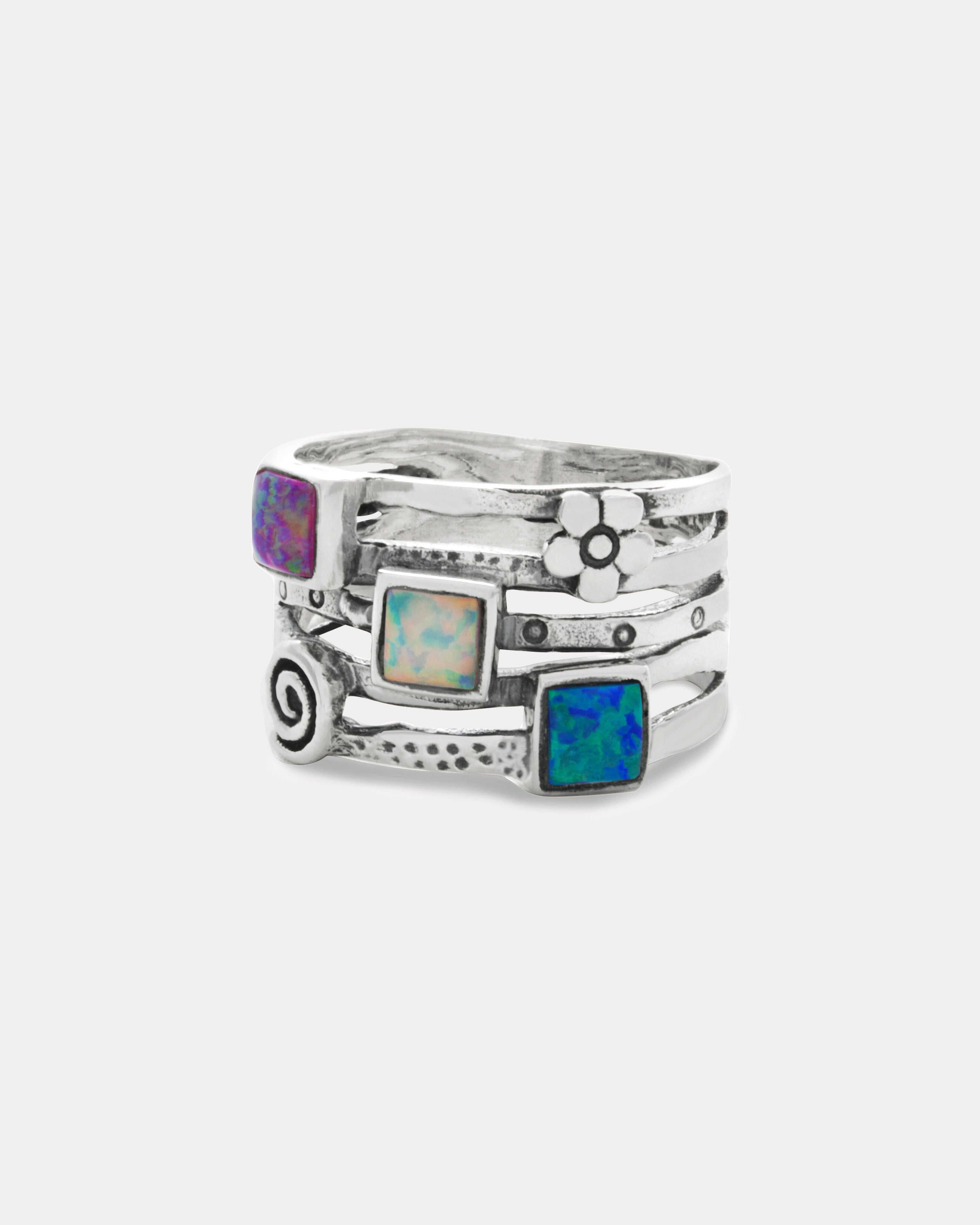 Sterling Silver Opal Stacking Ring