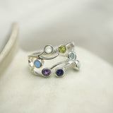 Rainbow Gemstones Sterling Silver Ring