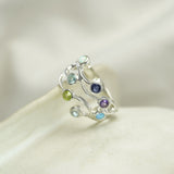 Rainbow Gemstones Sterling Silver Ring