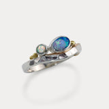 White and Blue Dainty Opal Ring