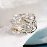 Pearl & Green Amethyst Ring in Sterling Silver with Gold Details