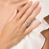 Pearl & Green Amethyst Ring in Sterling Silver with Gold Details