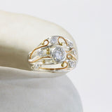 Silver Statement Ring set with Clear Quartz and Zirconia