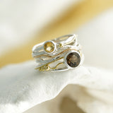 Smoky Quartz & Citrine Statement Ring