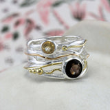 Smoky Quartz & Citrine Statement Ring