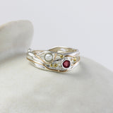 Sterling Silver Pearl and Ruby Ring