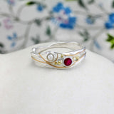 Sterling Silver Pearl and Ruby Ring