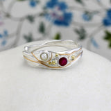 Sterling Silver Pearl and Ruby Ring