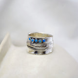 Quintet of Vibrant Blue Fire Opal Statement Ring