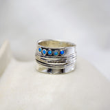 Quintet of Vibrant Blue Fire Opal Statement Ring