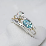 Blue Topaz and Opal Gemstone Ring